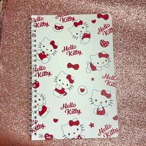 Kitty Spiral Notebook - Red and White